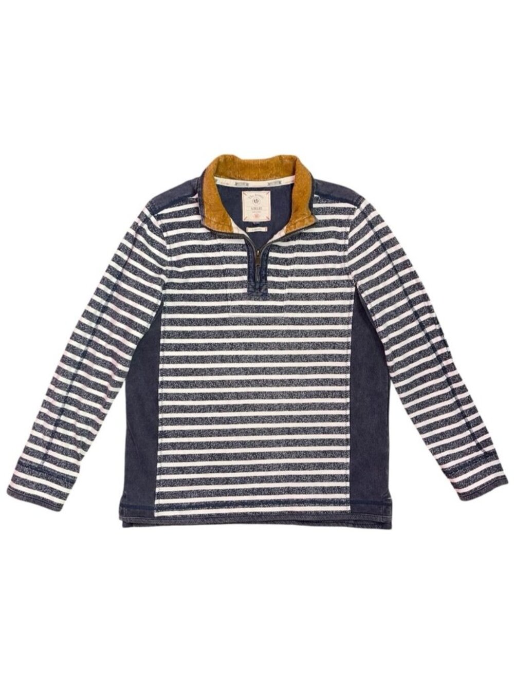 FatFace Airlie Quarter-Zip Sweatshirt Men’s Medium Blue White Breton Issue #088